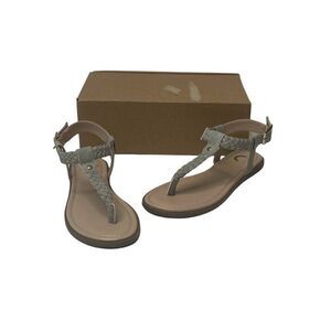 Journee Collection Thong Sandals Women's 7‎ Grey Adjustable Braided Strap NEW